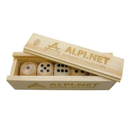 Wooden Dice in Box