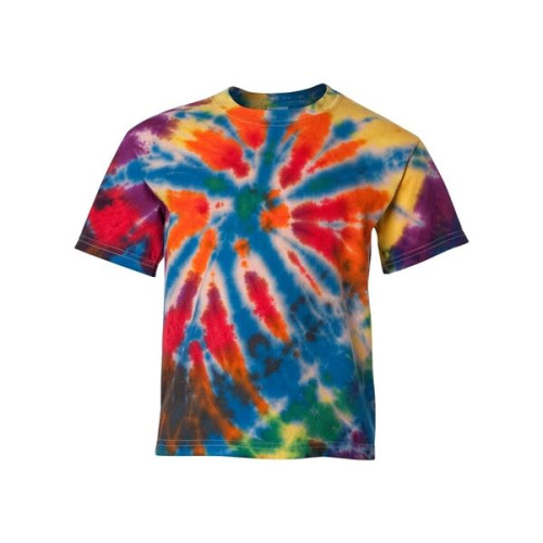 Dyenomite Youth Rainbow Cut-Spiral Tie-Dyed T-Shirt