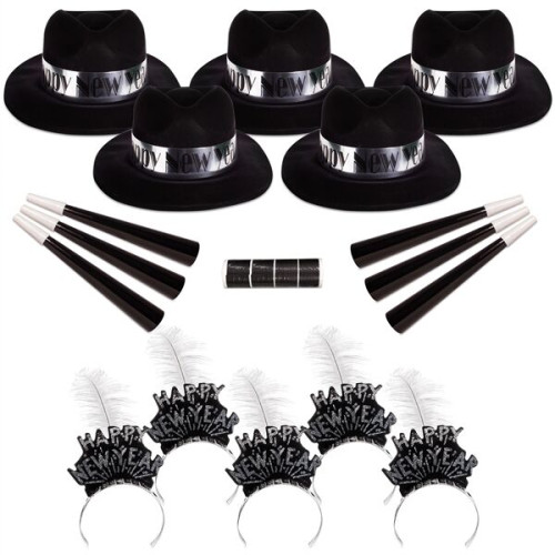 Silver Midnight New Year's Eve Party Kit for 50