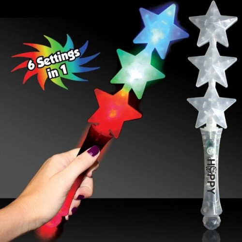 Triple Star LED Glow Light Up Wand