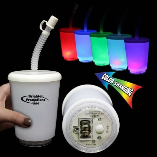 12 Ounce LED Cup with Lid and Straw