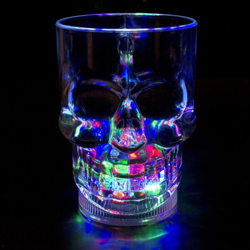 14 oz. Flashing LED Lighted Skull Cup