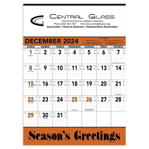 Triumph® Calendars Orange & Black Contractor Memo Calendar