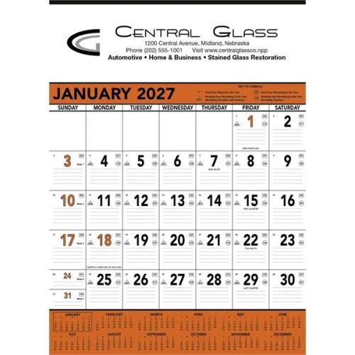 Triumph® Calendars Orange & Black Contractor Memo Calendar