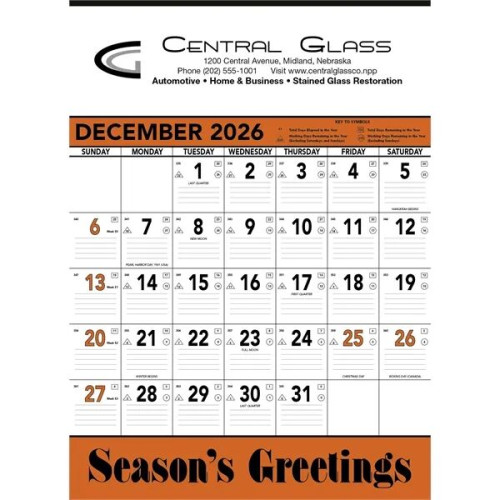 Triumph® Calendars Orange & Black Contractor Memo Calendar