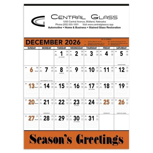 Triumph® Calendars Orange & Black Contractor Memo Calendar