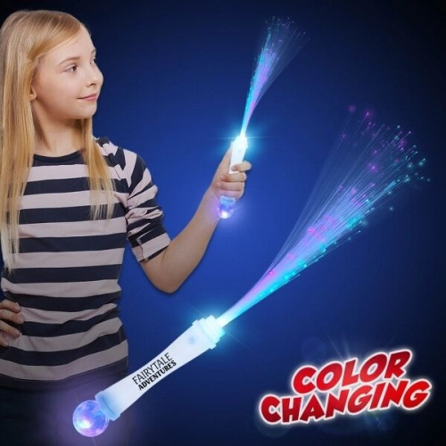 15" White Fiber Optic LED Light Up Glow Wand with Strobe
