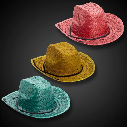 Adult Straw Cowboy Hats - Assorted Colors
