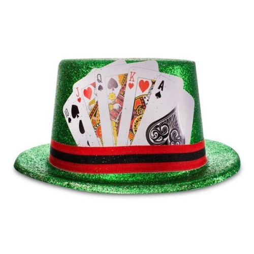 Green Glitter Casino Top Hat