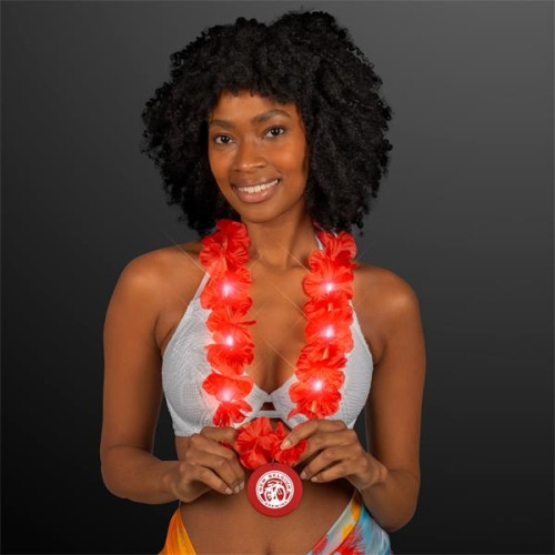 Light Up Red Lei with Medallion