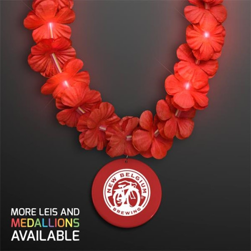 Light Up Red Lei with Medallion