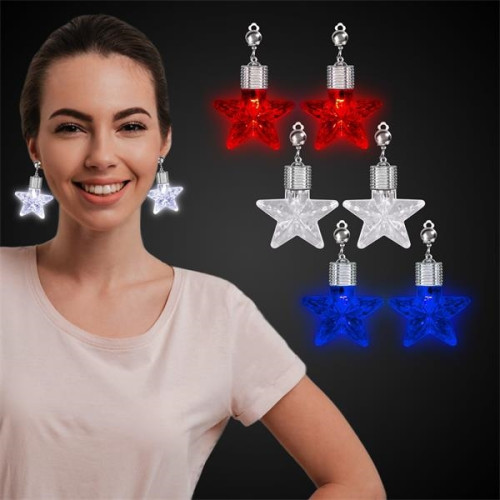 Red Star LED Clip On Earrings