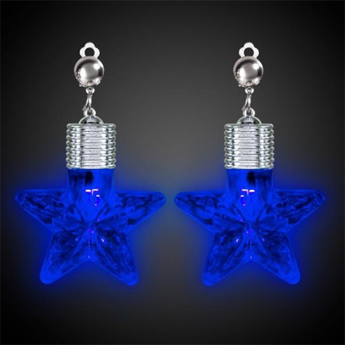 White Star LED Clip On Earrings