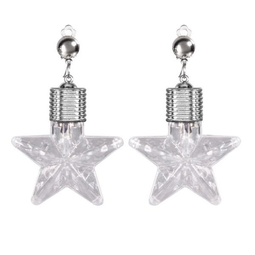 White Star LED Clip On Earrings