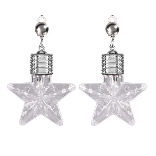 Blue Star LED Clip On Earrings