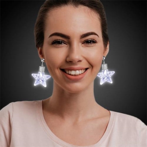Blue Star LED Clip On Earrings
