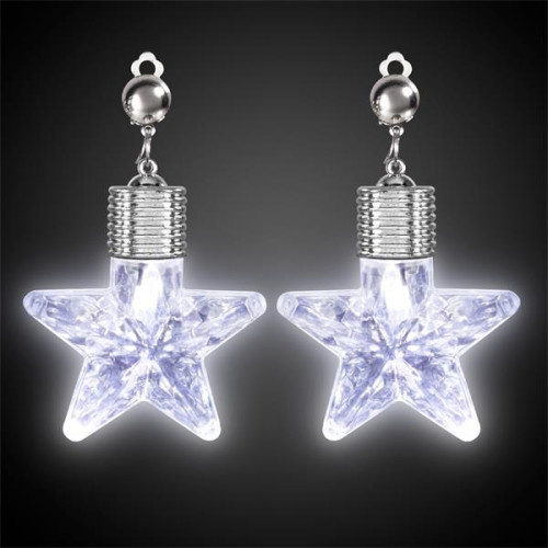 Blue Star LED Clip On Earrings
