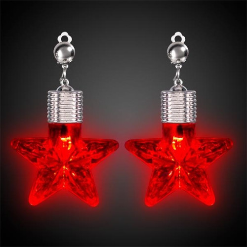 Blue Star LED Clip On Earrings