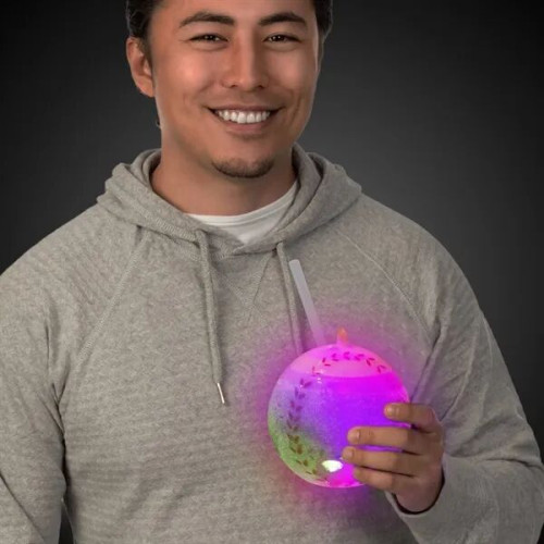 18oz Light Up Baseball Cup with Lid and Straw