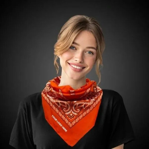 Orange 22" x 22" Cotton Paisley Bandanas