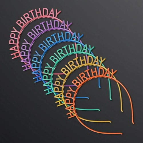 Happy Birthday Headbands: Rainbow Assortment (No Lights)