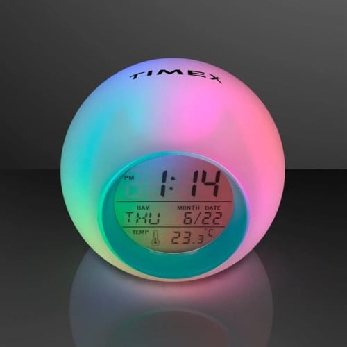 Round LED Clock 4", Glowing Lights + Alarm