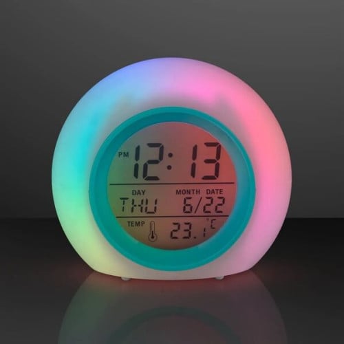 Round LED Clock 4", Glowing Lights + Alarm