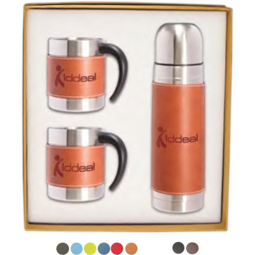 Tuscany™ Thermal Bottle And Coffee Cups Gift Set