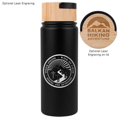 20 oz. Vacuum-Sealed Stainless Water Bottle with Bamboo Lid