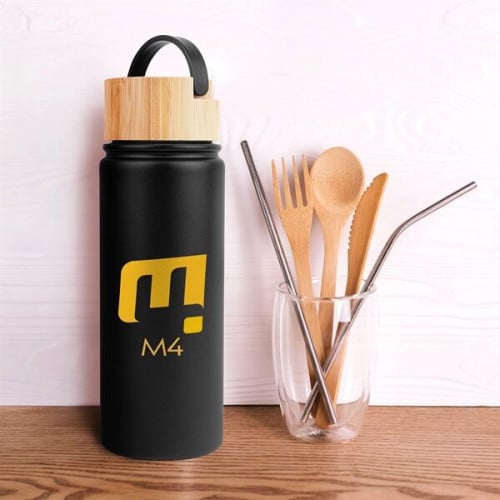 20 oz. Vacuum-Sealed Stainless Water Bottle with Bamboo Lid