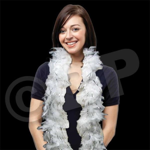 Black with Gold Tinsel Feather Boa