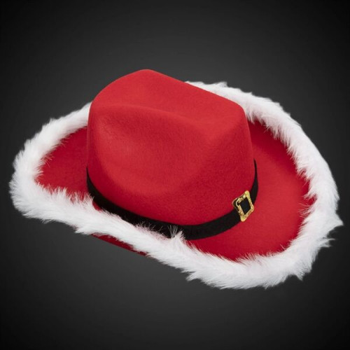 Santa Cowboy Hat w/ White Trim