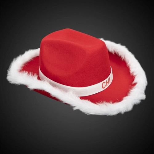 Santa Cowboy Hat w/ White Trim