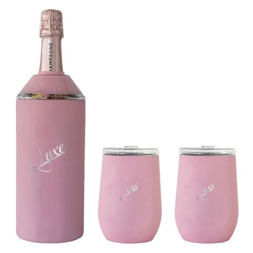 Vinglacé® Wine Bottle Insulator & 2 Glass Gift Set, Laser,