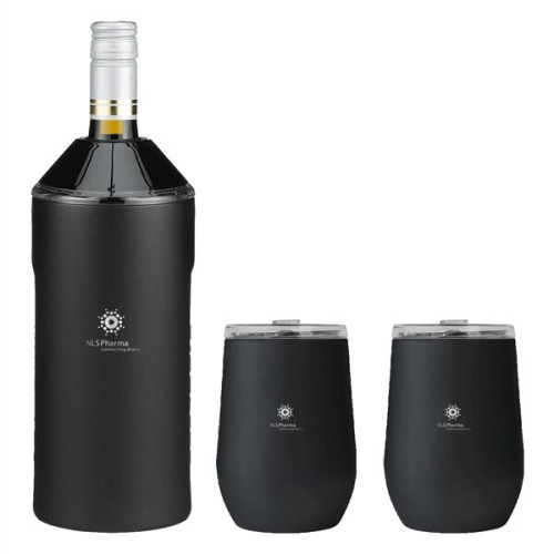 Vinglacé® Wine Bottle Insulator & 2 Glass Gift Set, Laser,