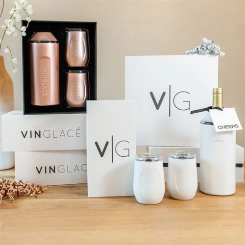 Vinglacé® Wine Bottle Insulator & 2 Glass Gift Set, Laser,