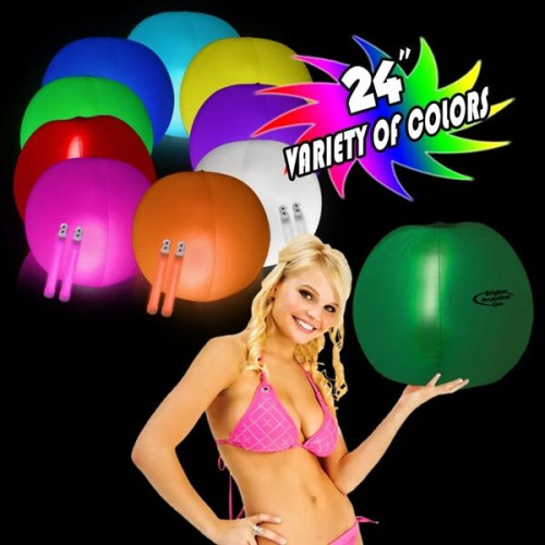 24 Inch Inflatable Beach Ball with 2 - 6 Inch ORANGE Glow St