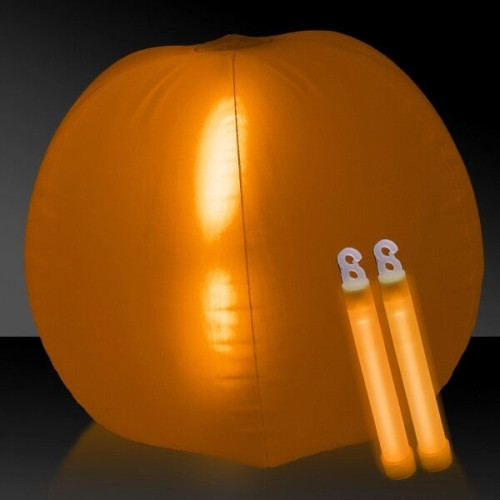24 Inch Inflatable Beach Ball with 2 - 6 Inch ORANGE Glow St