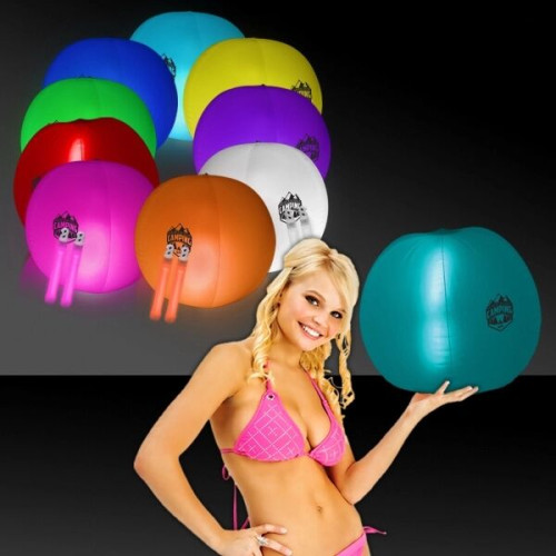 24 Inch Inflatable Beach Ball with 2 - 6 Inch ORANGE Glow St