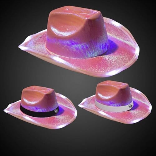 Pink Iridescent Light Up Cowboy Hat