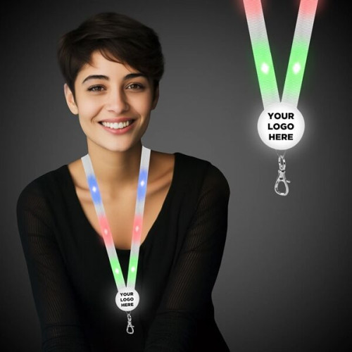 32" Light Up Glow LED Flat Lanyard