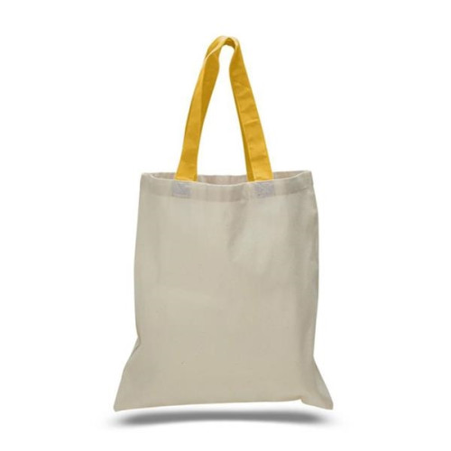 Eco-Friendly 100% Cotton Canvas Tote Bag W/ Color Handles