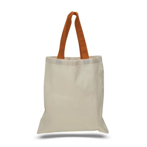 Eco-Friendly 100% Cotton Canvas Tote Bag W/ Color Handles