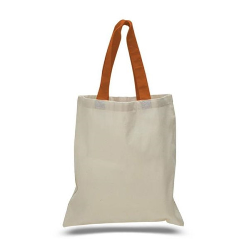 Eco-Friendly 100% Cotton Canvas Tote Bag W/ Color Handles