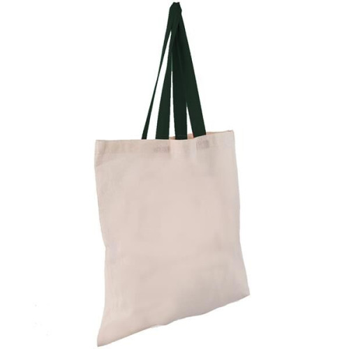 Eco-Friendly 100% Cotton Canvas Tote Bag W/ Color Handles
