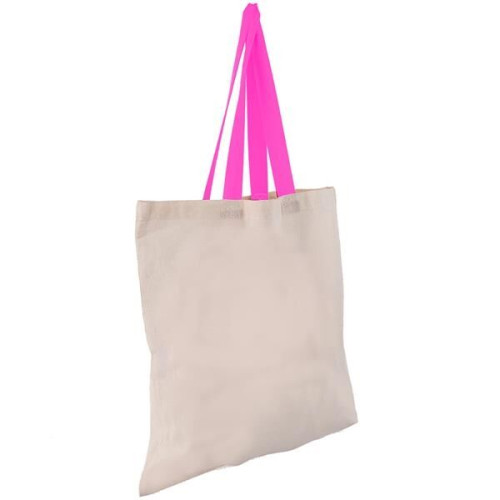 Eco-Friendly 100% Cotton Canvas Tote Bag W/ Color Handles
