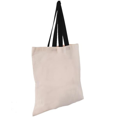 Eco-Friendly 100% Cotton Canvas Tote Bag W/ Color Handles