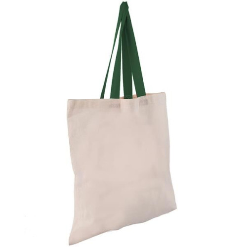 Eco-Friendly 100% Cotton Canvas Tote Bag W/ Color Handles