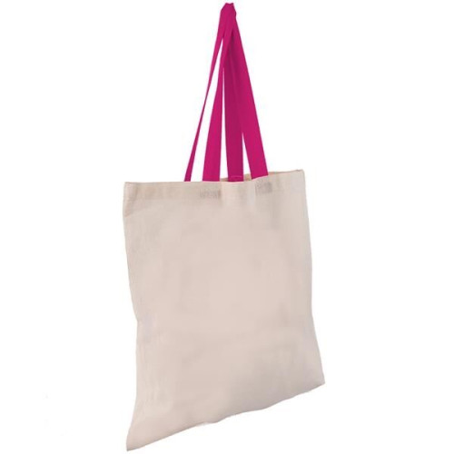Eco-Friendly 100% Cotton Canvas Tote Bag W/ Color Handles