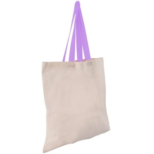 Eco-Friendly 100% Cotton Canvas Tote Bag W/ Color Handles
